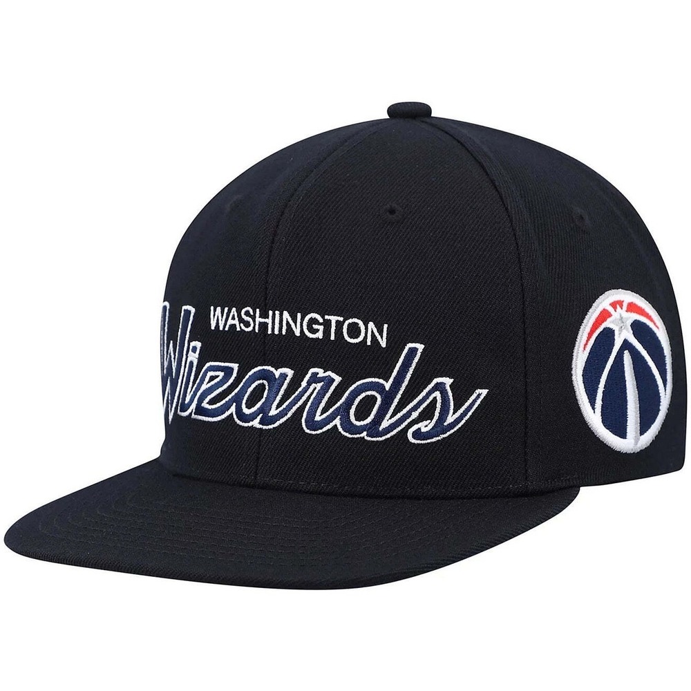 Mitchell & Ness OSFM Black Washington Wizards NBA Team Script 2.0 Snapback Hat